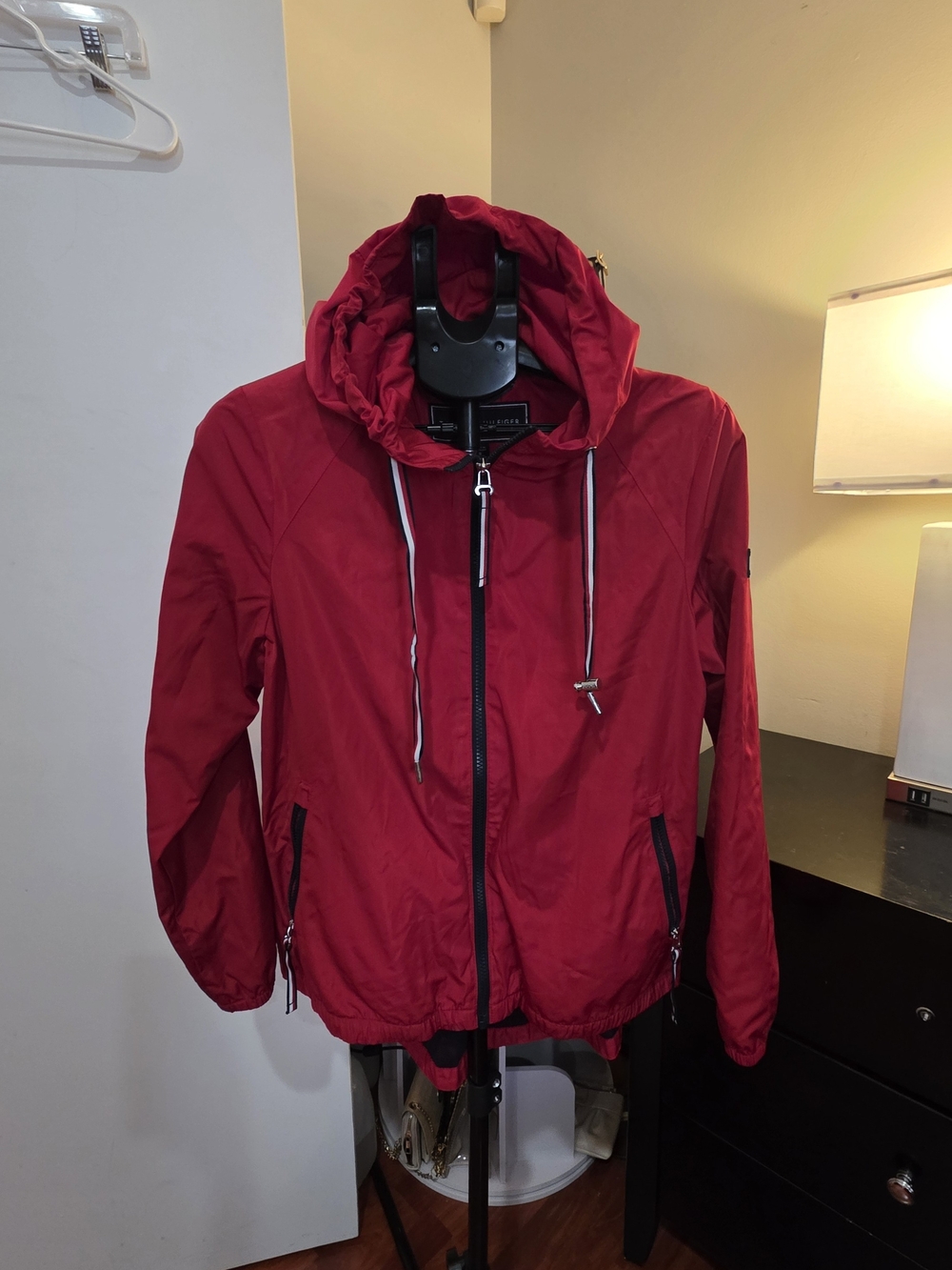 Tommy Hilfiger Red Hooded Windbreaker Jacket